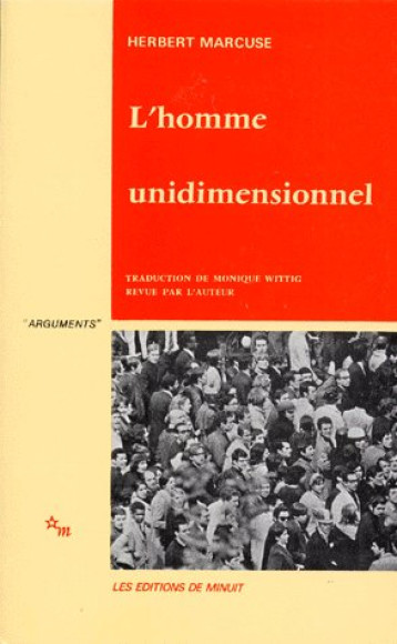 L'HOMME UNIDIMENSIONNEL - MARCUSE HERBERT - MINUIT